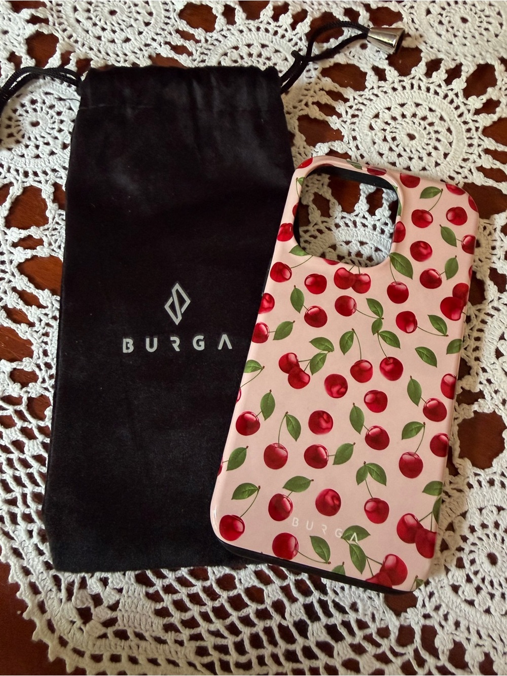 Burga Pink Cherry Pattern Protective iPhone 13 Pro Case